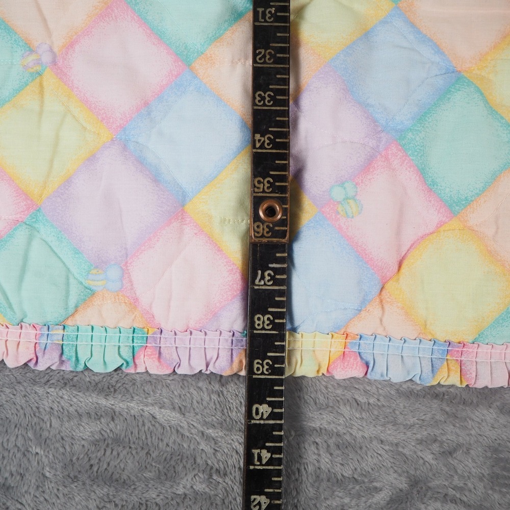 Vintage Carter's Pastel Ruffle Quilt Teddy Bears Honey Bees Blanket Reversible - Picture 5 of 11